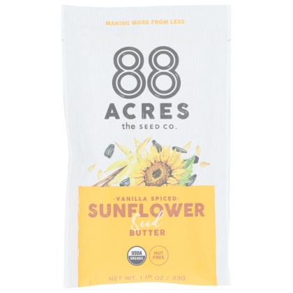 88 ACRES: Vanilla Spiced Sunflower Seed Butter, 1.16 oz