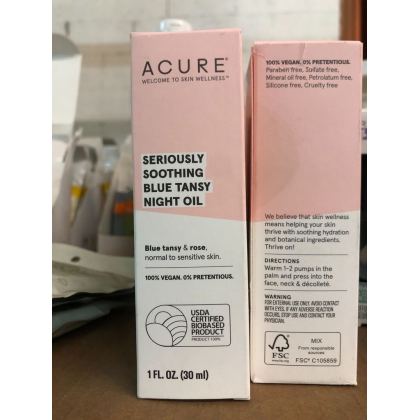 ACURE: Seriously Soothing Blue Tansy Facial Night Oil, 1 fl oz