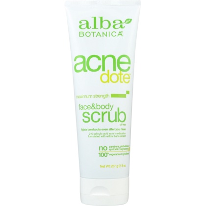 ALBA BOTANICA: Natural Acne Dote Face & Body Scrub Oil-Free, 8 oz