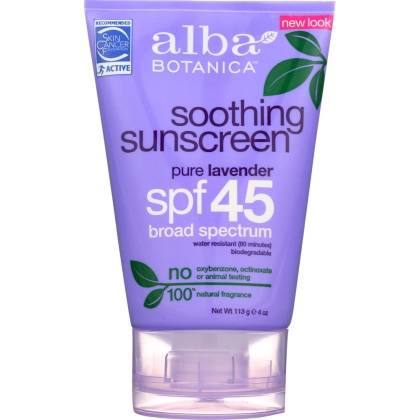 ALBA BOTANICA: Soothing Sunscreen Pure Lavender SPF 45, 4 oz