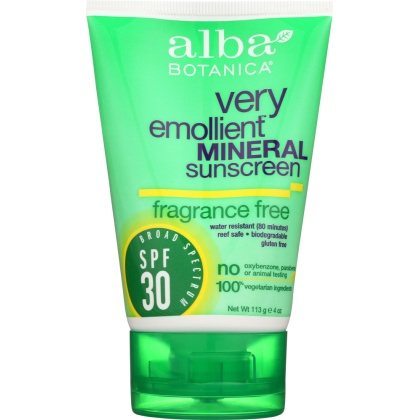 ALBA BOTANICA: Sunblock Fragrance Free Mineral SPF 30, 4 oz