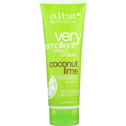 ALBA BOTANICA: Very Emollient Cream Shave Coconut Lime, 8 oz