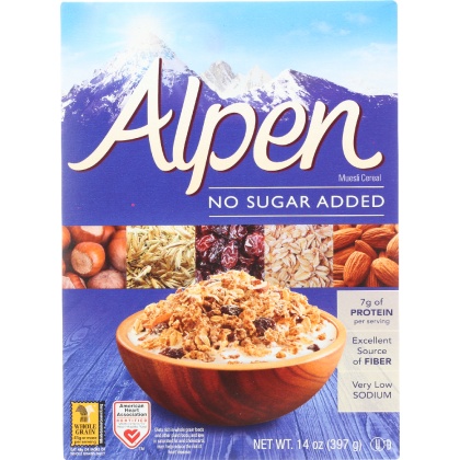 ALPEN: Muesli Cereal No Sugar Added, 14 oz