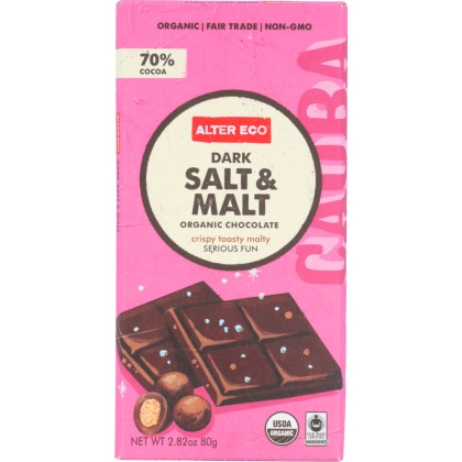 ALTER ECO: Dark Salt Malt Chocolate Bar Organic, 2.82 oz