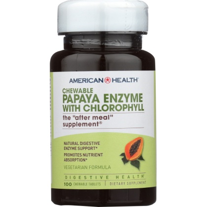 AMERICAN HEALTH: Papaya Enzyme with Chlorophyll Chewable, 100 Tablets