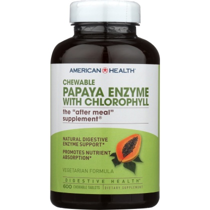 AMERICAN HEALTH: Papaya Enzyme with Chlorophyll Chewable, 600 Tablets