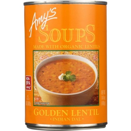 AMY\'S: Golden Lentil Soup Indian Dal, 14.4 oz