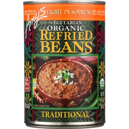 AMY\'S: Organic Refried Beans Traditional Light in Sodium, 15.4 oz
