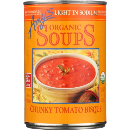 AMY\'S: Organic Soup Chunky Tomato Bisque Light in Sodium, 14.5 oz