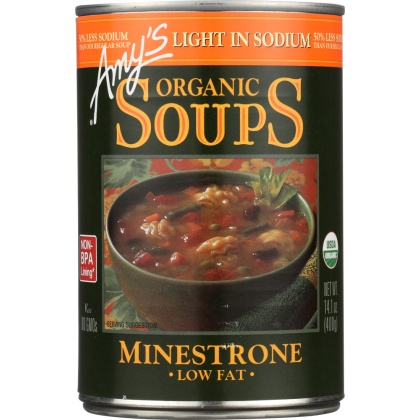 AMY\'S: Organic Soup Low Fat Minestrone Light In Sodium, 14.1 oz