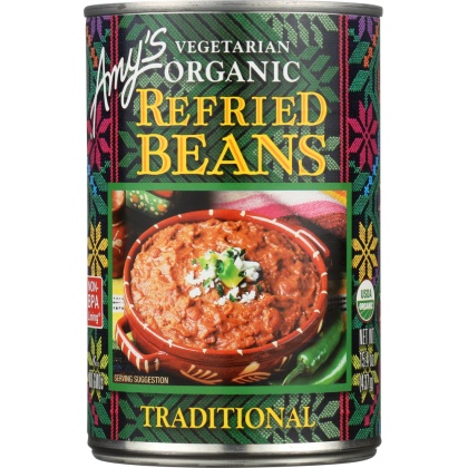 AMY\'S: Vegetarian Organic Refried Beans Traditional, 15.4 Oz