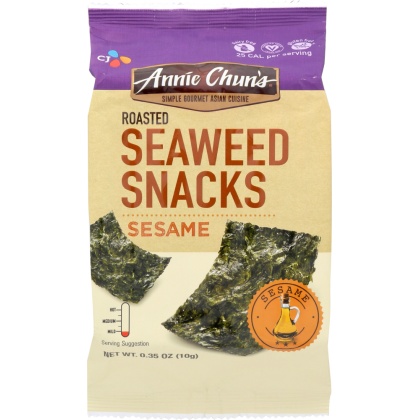 ANNIE CHUN\'S: Sesame Roasted Seaweed Snacks Mild, 0.35 oz