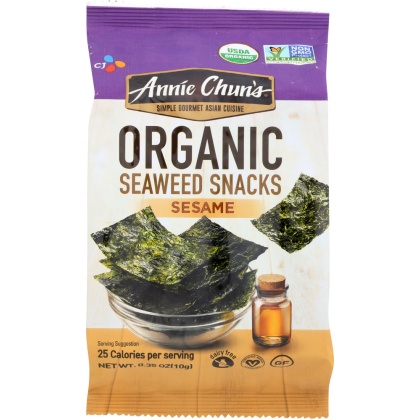 ANNIE CHUNS: Organic Seaweed Snacks Sesame, 0.35 oz