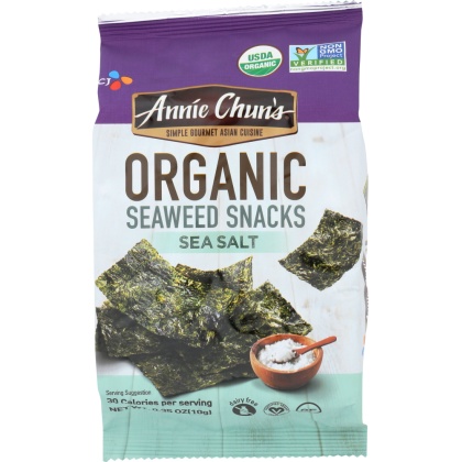 ANNIE CHUNS: Organic Seaweed Snacks, Sea Salt, 0.35 oz