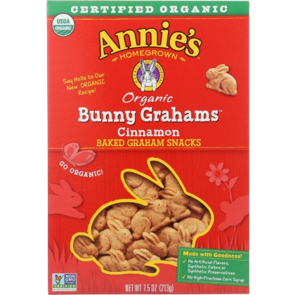 ANNIE\'S HOMEGROWN: Bunny Grahams Cinnamon, 7.5 oz