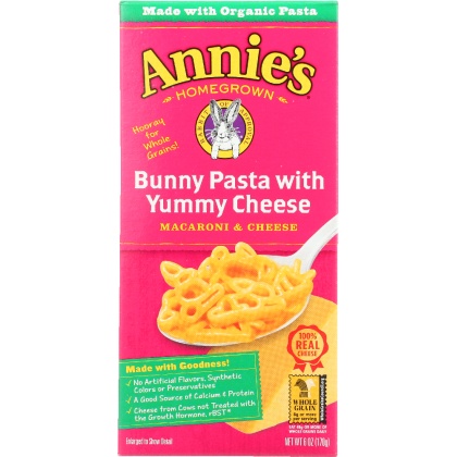 ANNIE\'S HOMEGROWN: Bunny Pasta with Yummy Cheese, 6 Oz