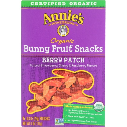 ANNIE\'S HOMEGROWN: Organic Bunny Fruit Snacks Berry Patch, 4 oz