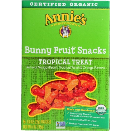 ANNIE\'S HOMEGROWN: Organic Bunny Fruit Snacks Tropical Treat, 4 oz