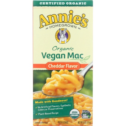 ANNIE\'S HOMEGROWN: Organic Vegan Mac Cheddar Flavor, 6 oz