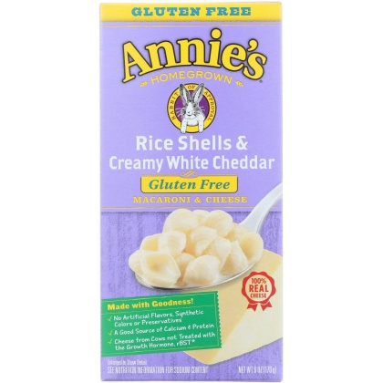 ANNIE\'S HOMEGROWN: Rice Shells & Creamy White Cheddar Macaroni and Cheese Gluten Free, 6 Oz
