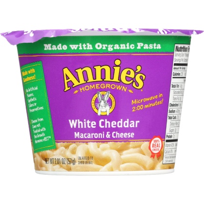ANNIE\'S HOMEGROWN: White Cheddar Microwavable Macaroni & Cheese Cup, 2.01 Oz