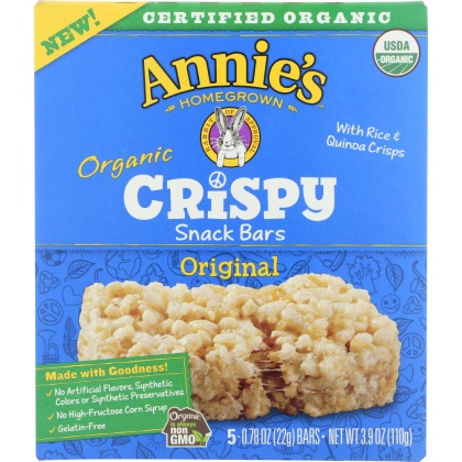 ANNIES HOMEGROWN: Bars Crispy Original Organic, 3.9 oz