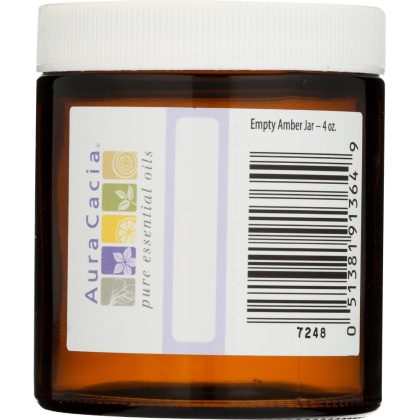 AURA CACIA: Amber Wide Mouth Jar with Writable Label, 4 oz