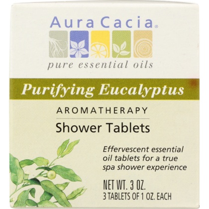 AURA CACIA: Aromatherapy Shower Tablets Purifying Eucalyptus 3 tablets (1 oz each), 3 oz