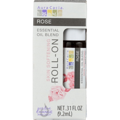 AURA CACIA: Oil Essential Roll-on Rose, 0.31 oz