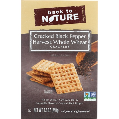 BACK TO NATURE: Cracked Black Pepper Harvest Whole Wheat Crackers, 8.5 oz