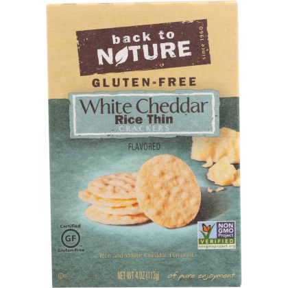 BACK TO NATURE: Gluten Free Rice Thins White Cheddar, 4 oz