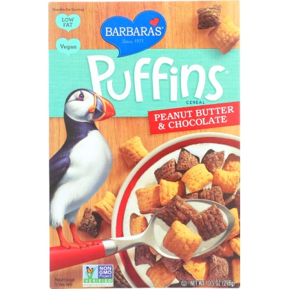 BARBARA\'S: Puffins Cereal Peanut Butter and Chocolate, 10.5 oz
