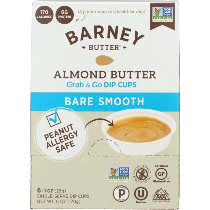 BARNEY BUTTER: Almond Butter Bare Smooth Dip Cups 6 Pack 6 Oz