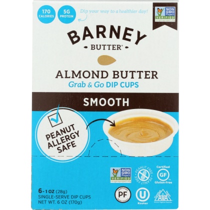 BARNEY BUTTER: Almond Butter Smooth Dip Cups 6 Pack 6 Oz