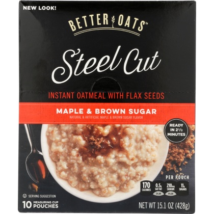 BETTER OATS: Oatmeal Steel Cut Maple & Brown Sugar, 15.1 oz