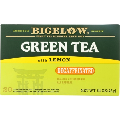 BIGELOW: Green Tea With Lemon Naturally Decaffeinated 20 Tea Bags, 0.91 oz