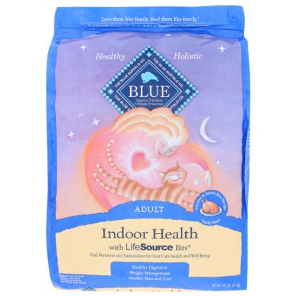 BLUE BUFFALO: Indoor Health Adult Cat Food Chicken and Brown Rice Recipe, 10 lb