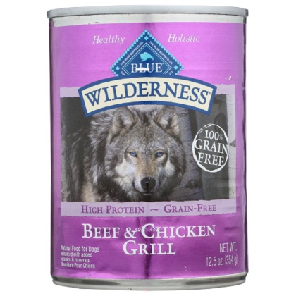BLUE BUFFALO: Wilderness Adult Dog Food Beef and Chicken Grill, 12.50 oz