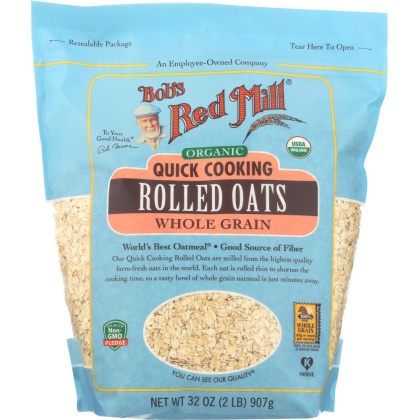 BOBS RED MILL: Organic Quick Cooking Rolled Oats, 32 oz