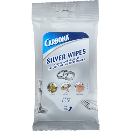 CARBONA: Silver Wipes Flat Pack, 12 ea