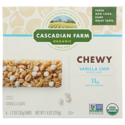CASCADIAN FARM ORGANIC: Chewy Vanilla Chip Granola Bar, 7.4 oz