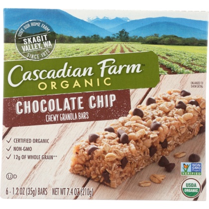 CASCADIAN FARM: Chocolate Chip Chewy Granola Bars, 7.4 oz