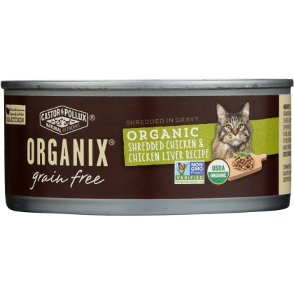 CASTOR & POLLUX: Cat Food Organic Chicken Liver Shredded, 5.5 oz