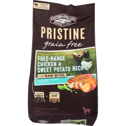 CASTOR & POLLUX: Pristine Grain Free Free Range Chicken & Sweet Potato Recipe With Raw Bites 4 Lb