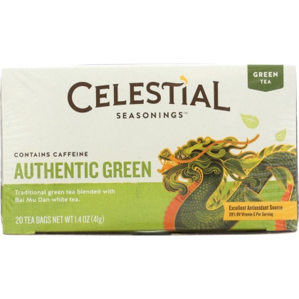 CELESTIAL SEASONINGS: Authentic Green Tea with White Tea 20 Tea Bags, 1.4 oz