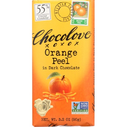 CHOCOLOVE: Orange Peel In Dark Chocolate Bar, 3.2 oz