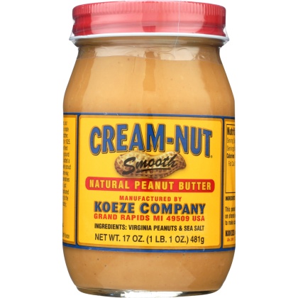 CREAM NUT: Peanut Butter Smooth Natural, 17 oz