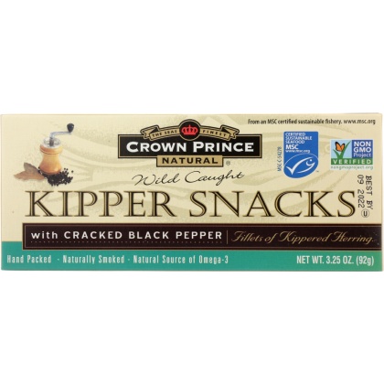 CROWN PRINCE: Kipper Snack Cracked Black Pepper, 3.25 oz