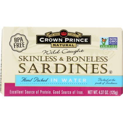 CROWN PRINCE: Skinless & Boneless Sardines In Water, 4.37 oz