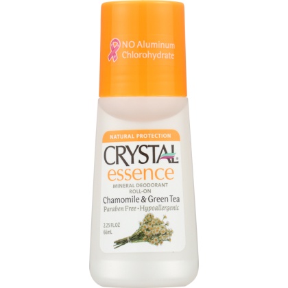 CRYSTAL BODY DEODORANT: Deodorant Roll-On Chamomile & Green Tea, 2.25 oz